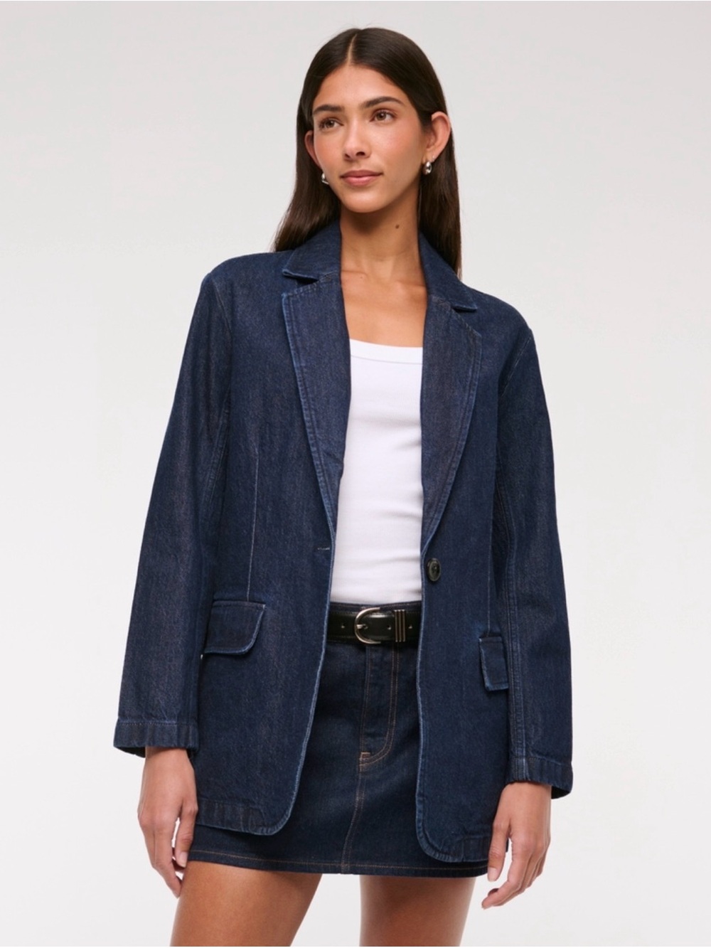 Abercrombie & Fitch Navy Denim Blazer